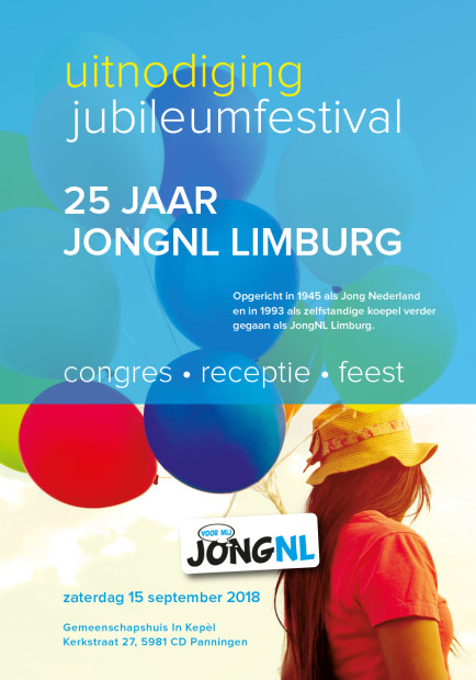 UITNODIGING jubileumfestival 25 jaar JongNL Limburg met congres, receptie en feest!!
