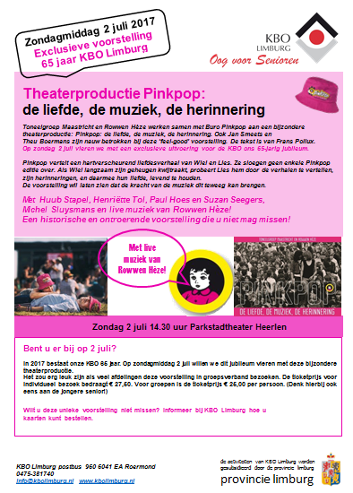 Speciale KBO Jubileumvoorstelling Liefde voor Pinkpop