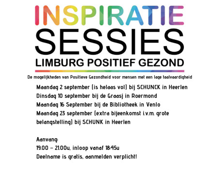 Dinsdag 10 september bij de Graasj in Roermond: Inspiratiesessie Positieve Gezondheid voor burgers in kwetsbare positie 