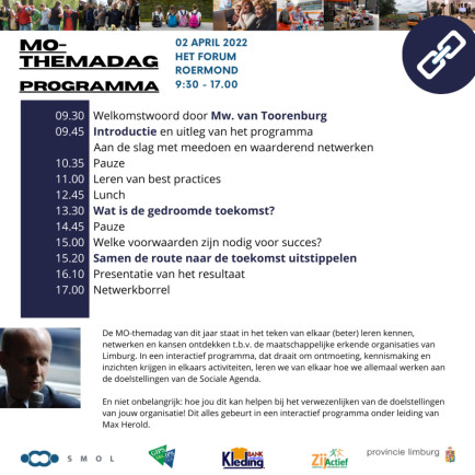 De jaarlijkse MO-Themadag bij het Forum in Roermond kan eindelijk plaatsvinden en wel op zaterdag 2 april 2022.