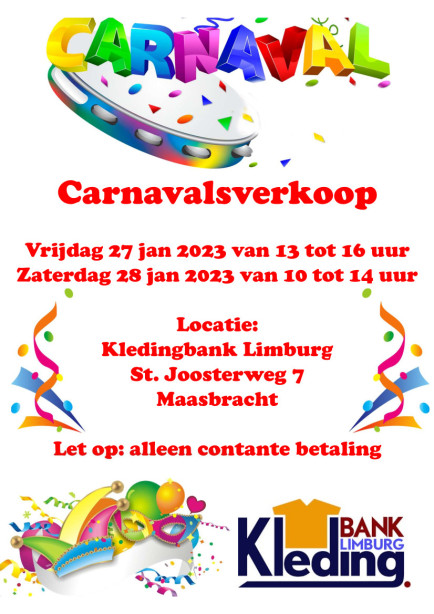 Carnavalsverkoop bij Kledingbank Limburg