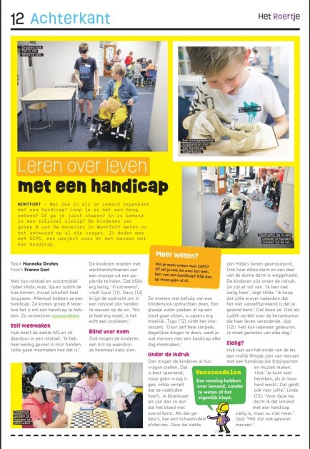 Kinderblad Het Roertje over GIPS Spelen en Leren.