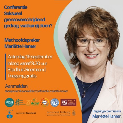 Regeringscommissaris Mariëtte Hamer komt naar Roermond, in gesprek met elkaar over seksueel grensoverschrijdend gedrag