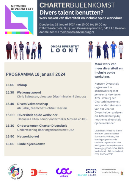 Charter Diversiteit op 18 januari in Heerlen
