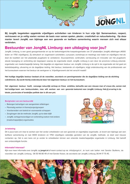 Vacature : Bestuurder bij JongNL Limburg