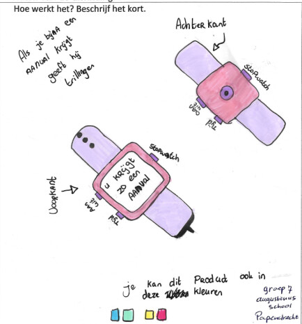 De E-watch van Ilona en Merel waarschuwt.