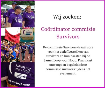 Gezocht: Coördinator commissie Survivors  SamenLoop voor Hoop Roermond